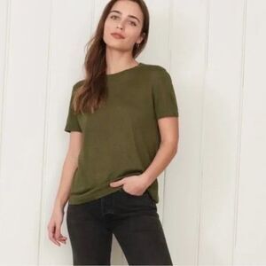 Jenni Kayne Womens Tee Shirt Size S 100% Cotton Short Sleeve Casual Olive Green